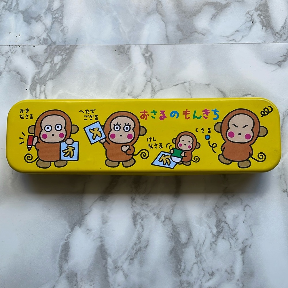 RARE SANRIO - OSARU NO MONKICHI metal pencil case 1992
